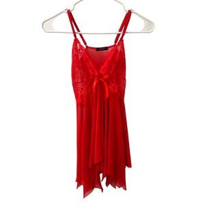 AvidLove Lingerie Red Lace Split Front Teddie Size Women's XS